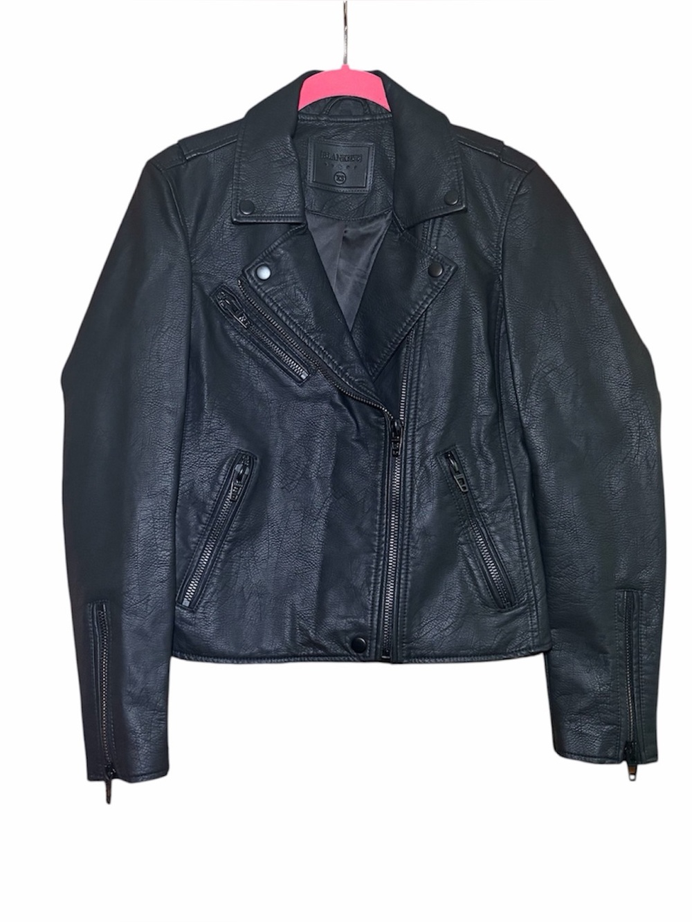 Blank NYC Women Size XS Black Onyx Vegan Leather Moto Jacket Matte Black Zip - Picture 3 of 6